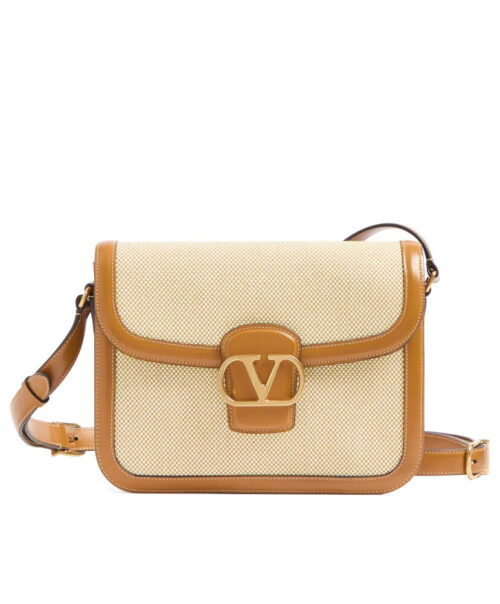 Valentino Garavani 9to5 Canvas Shoulder Bag Cream